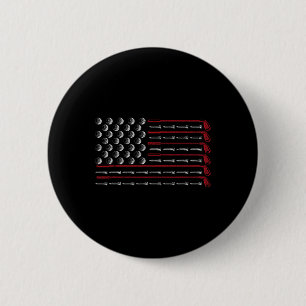 Patriotic American Golfer Gift Usa Flag Golf Club 6 Cm Round Badge