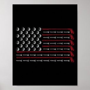 Patriotic American Golfer Gift Usa Flag Golf Club Poster