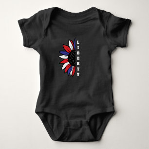 Patriotic American Half Sunflower Liberty Baby Bodysuit