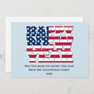 Patriotic American HAPPY NEW YEAR 2026 Holiday Card