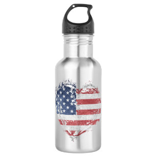 Patriotic American Heart in Grunge 532 Ml Water Bottle