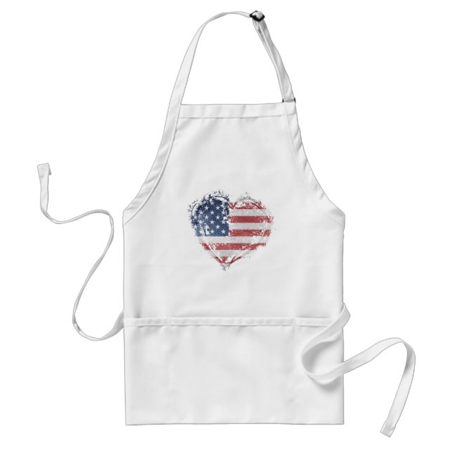 Patriotic American Heart in Grunge Standard Apron (Front)