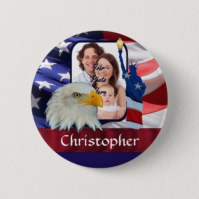 Patriotic American Icon photo template 6 Cm Round Badge (Front)