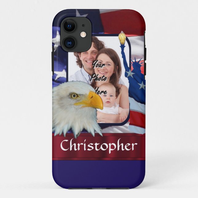 Patriotic American Icon photo template Case-Mate iPhone Case (Back)