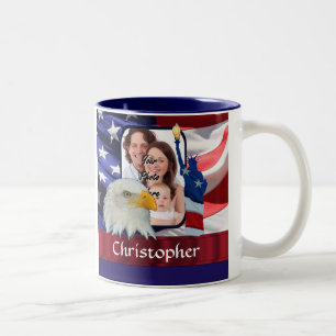 Patriotic American Icon photo template Two-Tone Coffee Mug