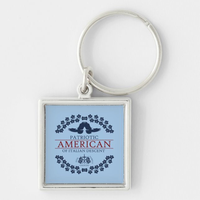 PATRIOTIC AMERICAN of Italian Descent T-Shirt Key Ring (Front)