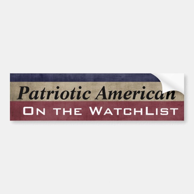Patriotic American On the WatchList Customisable Bumper Sticker (Front)