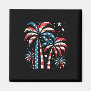 Patriotic American Palm Trees Summer Usa Flag 4th Magnet