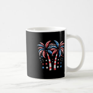 Patriotic American Palm Trees Usa Flag Summer 4th Coffee Mug