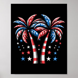 Patriotic American Palm Trees USA Flag Summer 4th Poster