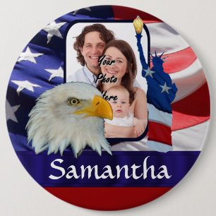 Patriotic American photo template 6 Cm Round Badge