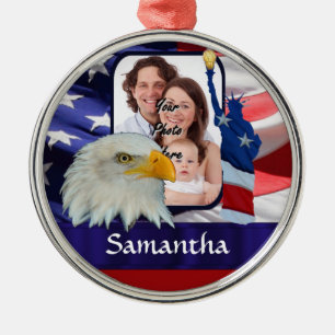 Patriotic American photo template Metal Ornament