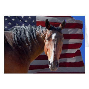 Patriotic American Quarter Horse & USA Flag  Blank