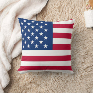 Patriotic American Red White Blue Custom Monogram Cushion