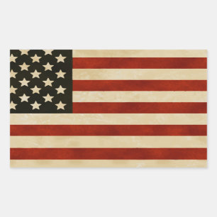 Patriotic American Rustic and Proud Flag Rectangular Sticker