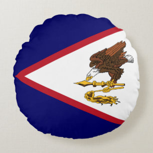 Patriotic American Samoa Flag Round Cushion