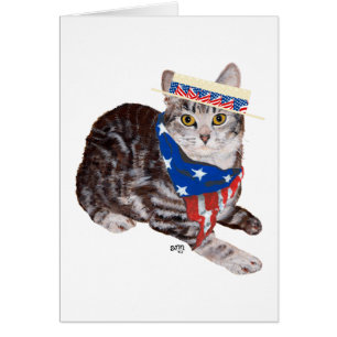 Patriotic American Shorthair Tabby Cat