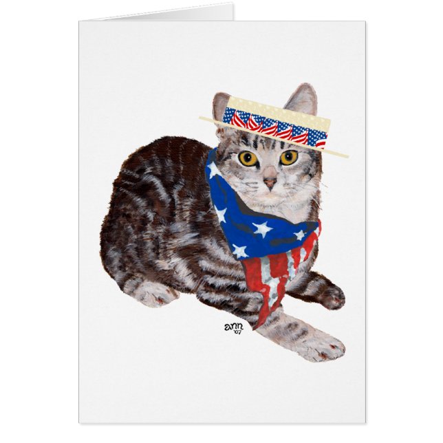 Patriotic American Shorthair Tabby Cat (Front)