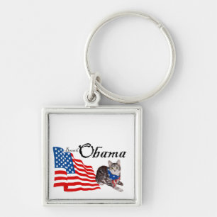 Patriotic American Shorthair Tabby Cat Key Ring