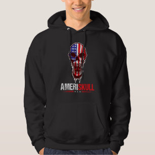 Patriotic American Skull 4th Of July Ameriskull Us Hoodie