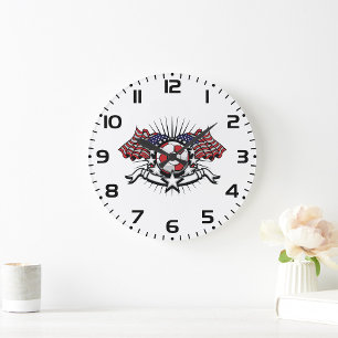 Patriotic American Soccer Design USA Flag Football Large Clock