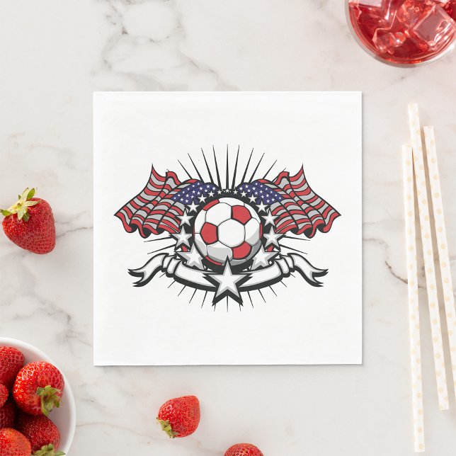 Patriotic American Soccer Design USA Flag Football Napkin (Creator Uploaded)