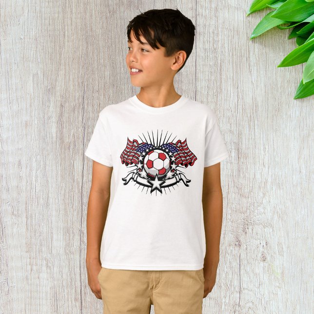 Patriotic American Soccer Design USA Flag Football T-Shirt (Creator Uploaded)