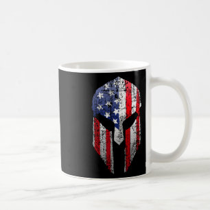 Patriotic American Spartan Warrior Usa Flag Helmet Coffee Mug