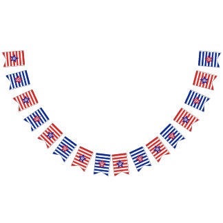 Patriotic American Star on Bold and White Stripes Bunting