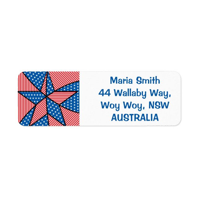 Patriotic American star Return Address Label (Front)