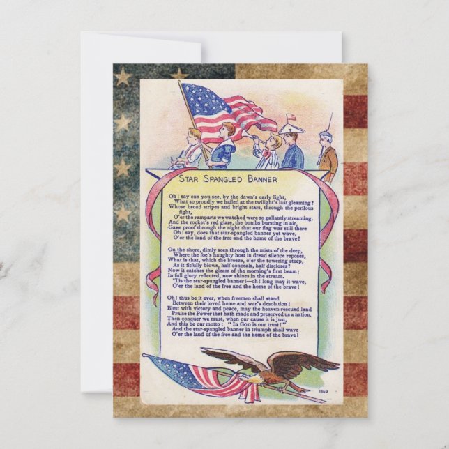 Patriotic American Star Spangled Banner Holiday Card (Front)