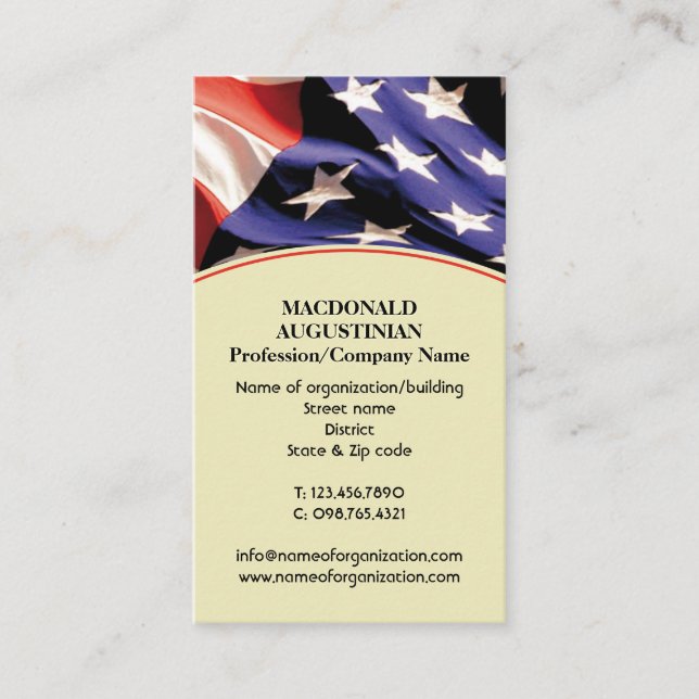 Patriotic | AMERICAN | Stars Stripes | USA Flag Business Card (Front)
