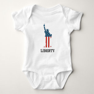 Patriotic American Statue of Liberty Stars Stripes Baby Bodysuit