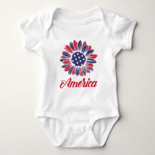 Patriotic American Sunflower   Baby Bodysuit