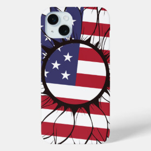 Patriotic American Sunflower iPhone 15 Mini Case