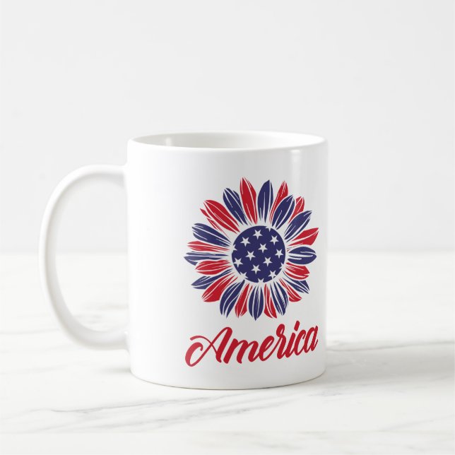 Patriotic American Sunflower   Coffee Mug (Left)