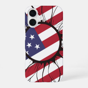 Patriotic American Sunflower iPhone 16 Case