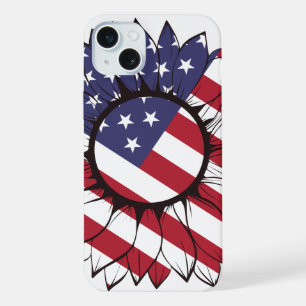 Patriotic American Sunflower iPhone 15 Plus Case