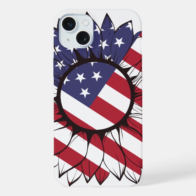 Patriotic American Sunflower iPhone Case (Back)
