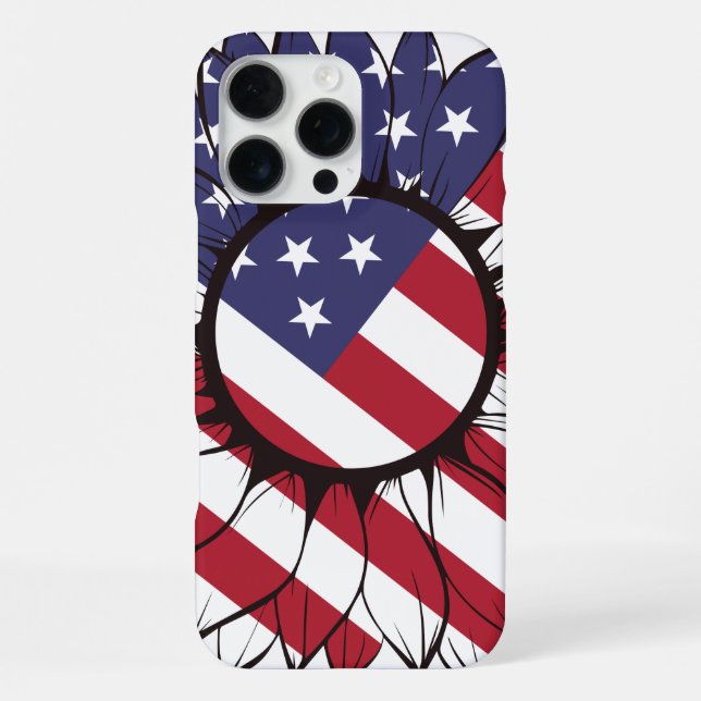 Patriotic American Sunflower iPhone Case (Back)