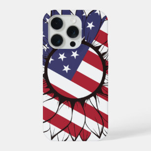 Patriotic American Sunflower iPhone 15 Pro Case