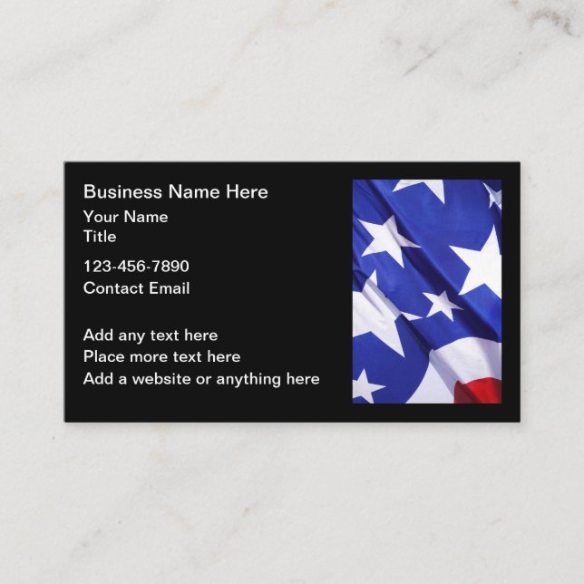 Patriotic American Themed Business Cards (Front)