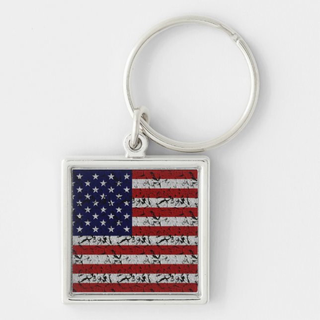 Patriotic American U.S.A. Flag of United States Key Ring (Front)