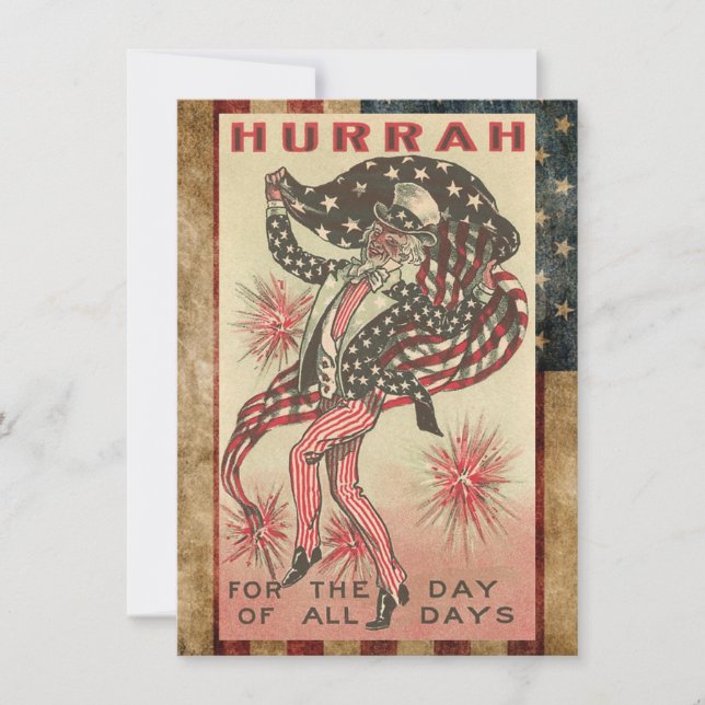 Patriotic American Uncle Sam 4th Of July Holiday Card (Front)