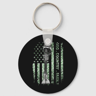 Patriotic American Us Flag God Family Country Key Ring