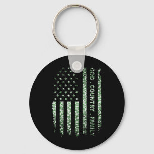 Patriotic American Us Flag God Family Country Key Ring