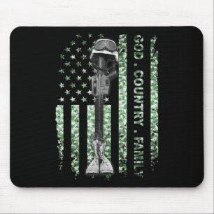 Patriotic American Us Flag God Family Country Mouse Pad