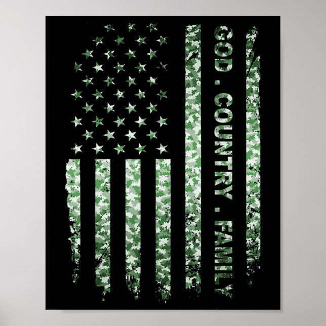 Patriotic American Us Flag God Family Country Poster (Front)