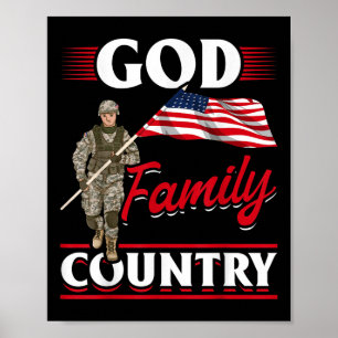 Patriotic American Us Flag God Family Country Poster