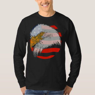 Patriotic American Us Flag Print Whit Bald Eagle I T-Shirt